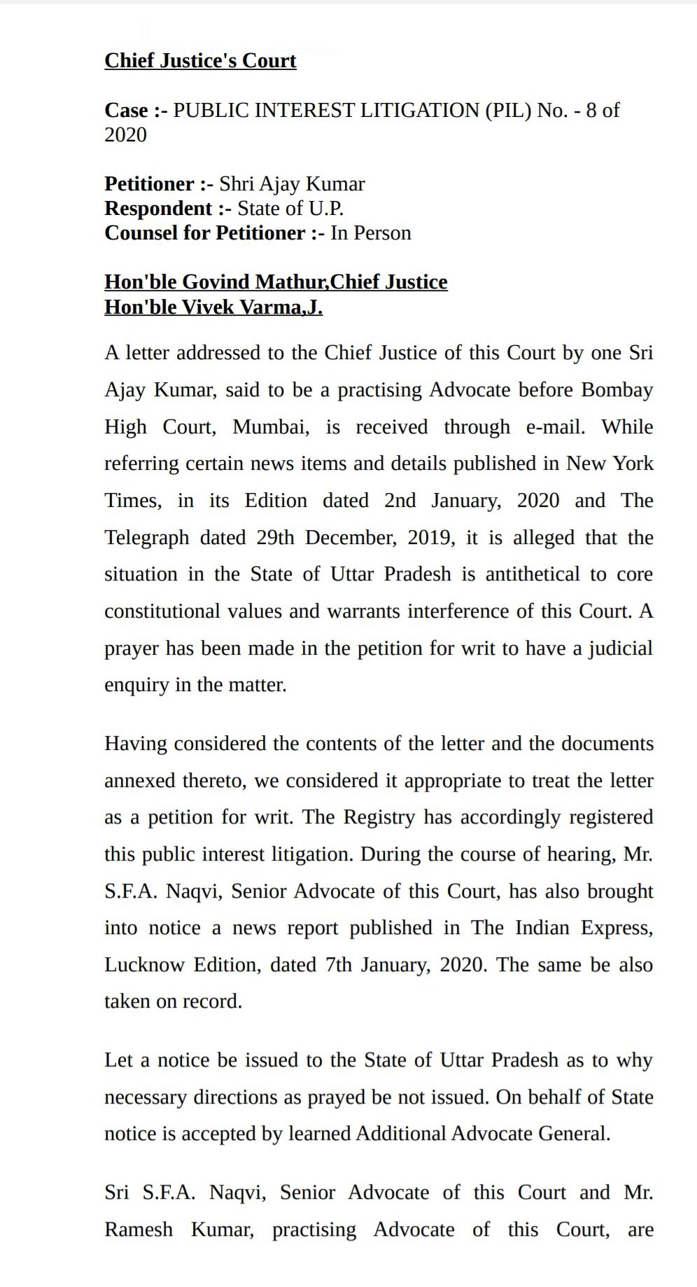 Page 1 of the Order